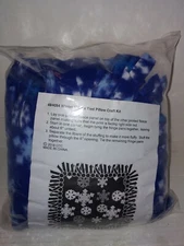 48/4054 WINTER FLEECE TIED PILLOW CRAFT KIT ~ SNOW FLAKE  ~ NEW~ FREE SHIPPING