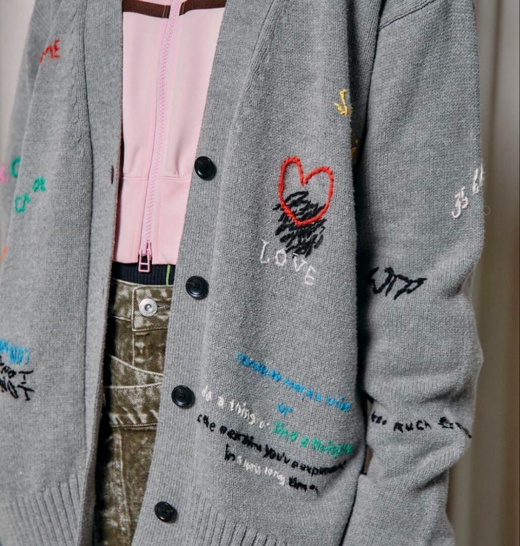 Maison Special】 Maison Special Embroidered Knit Cardigan, Grey | eBay