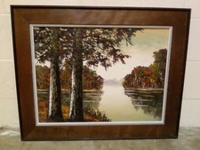 VINTAGE LANDSCAPE ART PAINTING IMPRESSIONIST   JOY NAFFOUJ INTER ART GALLERY