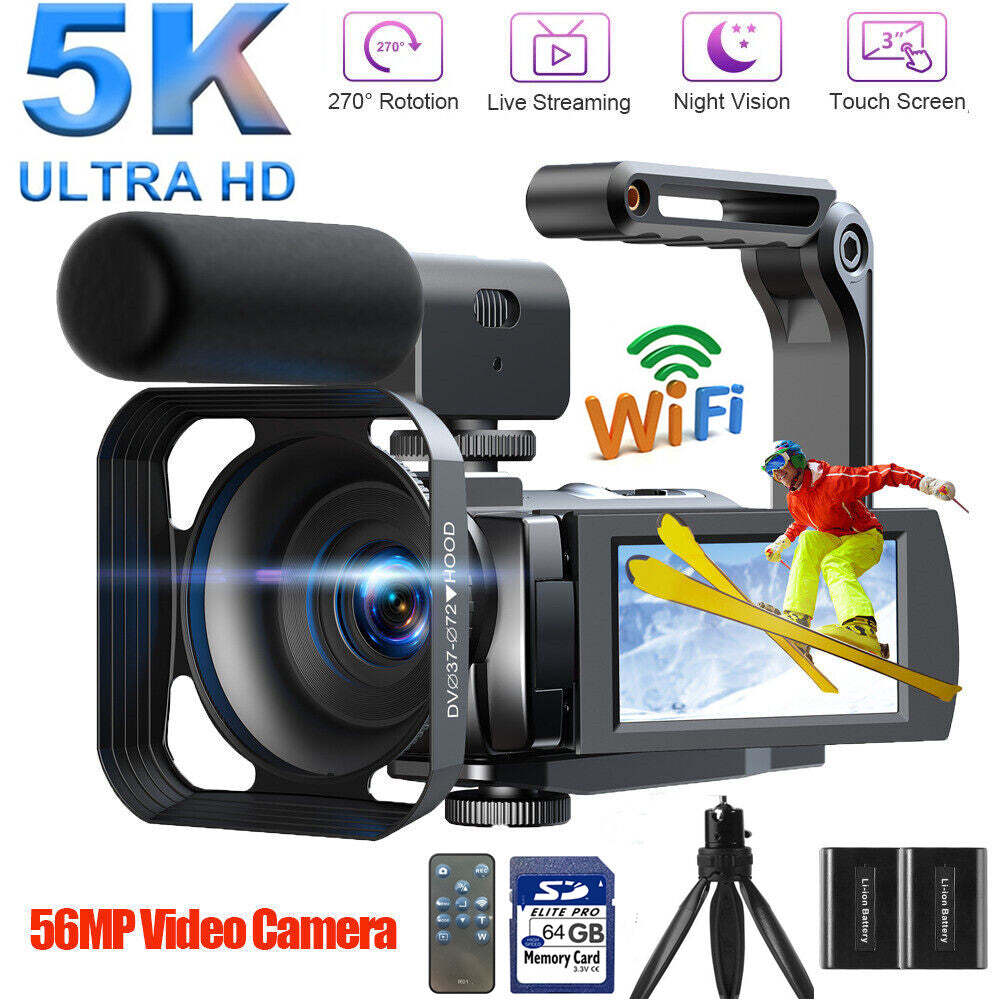5K & 56MP Camcorders Video Camera WiFi IR Night Vision Vlogging Podcast Camera