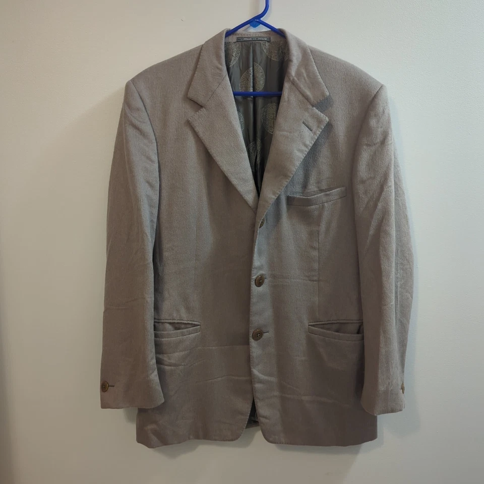 Blazer De Colección Para Hombres Gianni Versace Alta Costura Gris Angora Lana Cashgora 3 Btn Deportivo 40R Foto 2 de 4