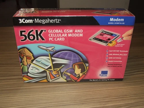 Vintage 3Com Megahertz 56K Global GSM & Cellular Modem PC Card New & Sealed 1999