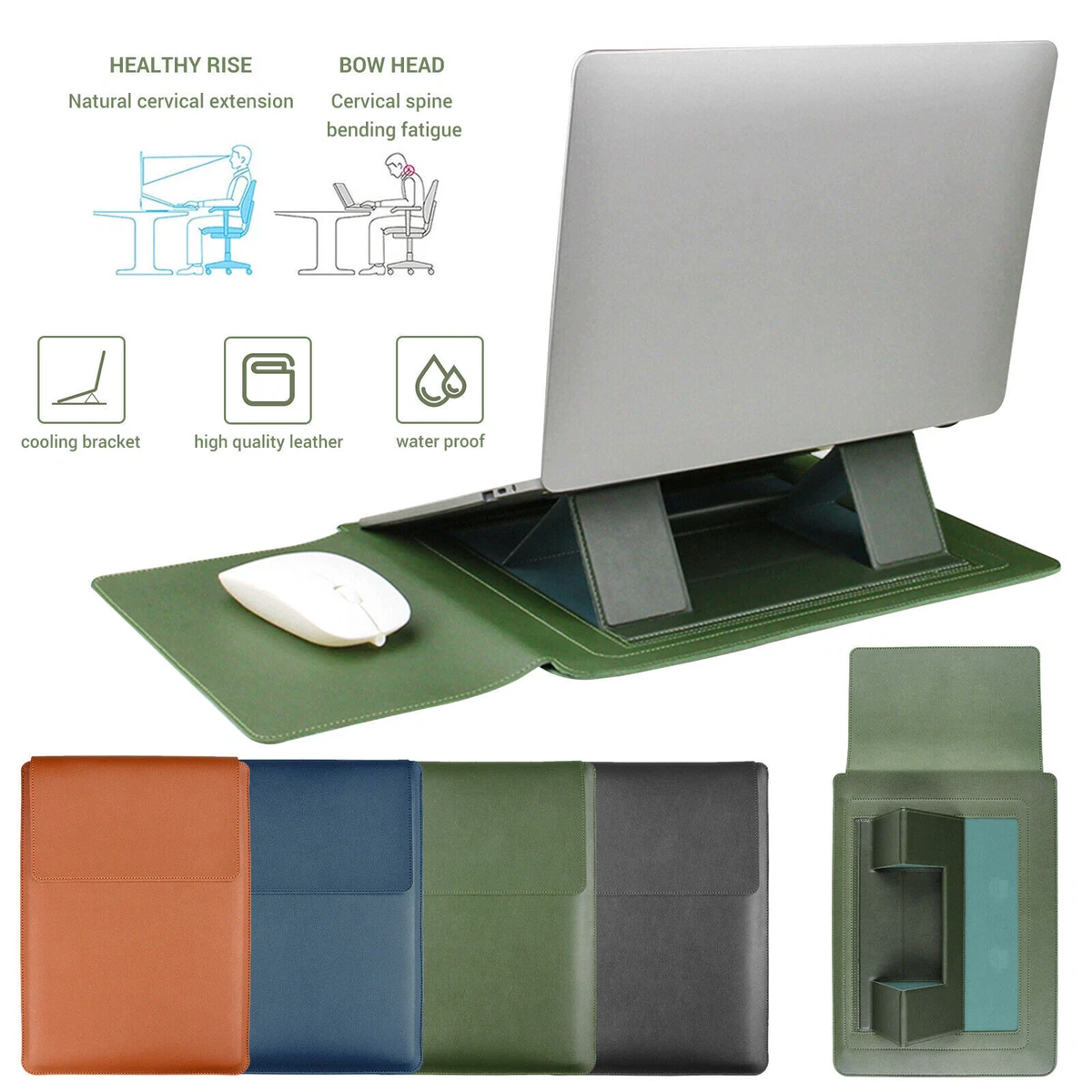 13/14/15 MacBook PU Leather Laptop Sleeve Case Carry Bag With Stand  Function | eBay
