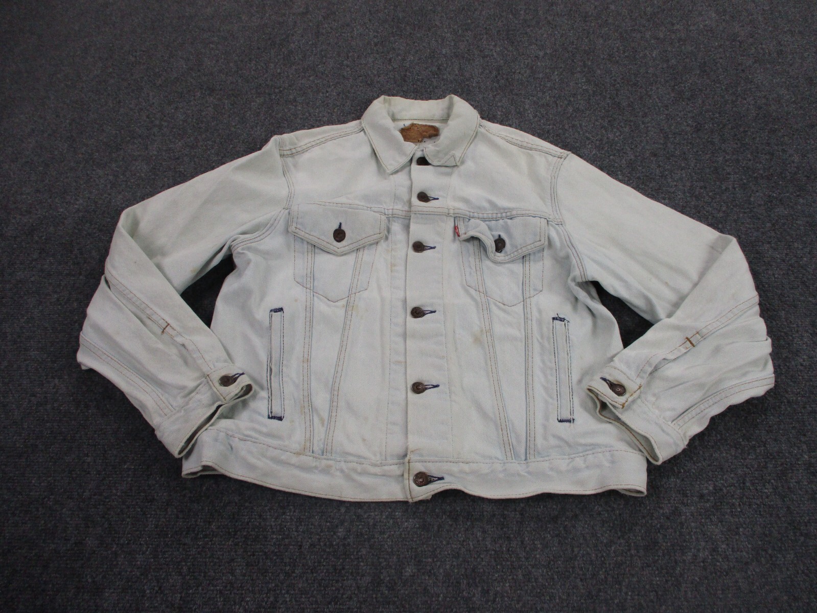 Vintage Levi Jacket Adult M Blue Denim Jean Trucker Faded Workwear Biker Mens