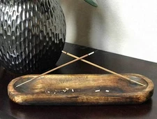 Incense Burner Stick Holder Ash Catcher Wooden Handmade Aromatherapy Hand Craft