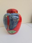 Poole Pottery lidded ginger jar decorated in vibrant red Himalayan Poppy