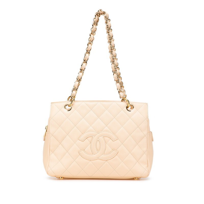 Chanel Coco Mark Matelassé Caviar Leather Shoulder Bag Beige