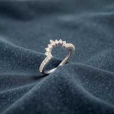 Pave 0.48 Cts Round Brilliant F/VS1 Diamonds Stacking Band Ring 14K White Gold
