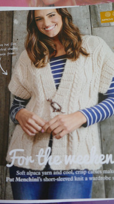 Strickmuster - Damen schöne Strickjacke mit Flügelärmeln in Grobstrick - Größen 30-52 Zoll