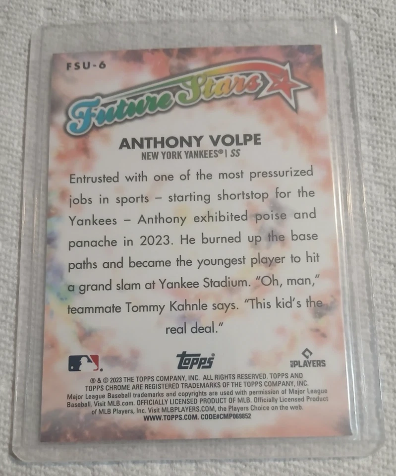 Anthony Volpe 2023 Topps Chrome Update Series Future Stars Rookie #FSU-6 Yankees - Image 3 of 4