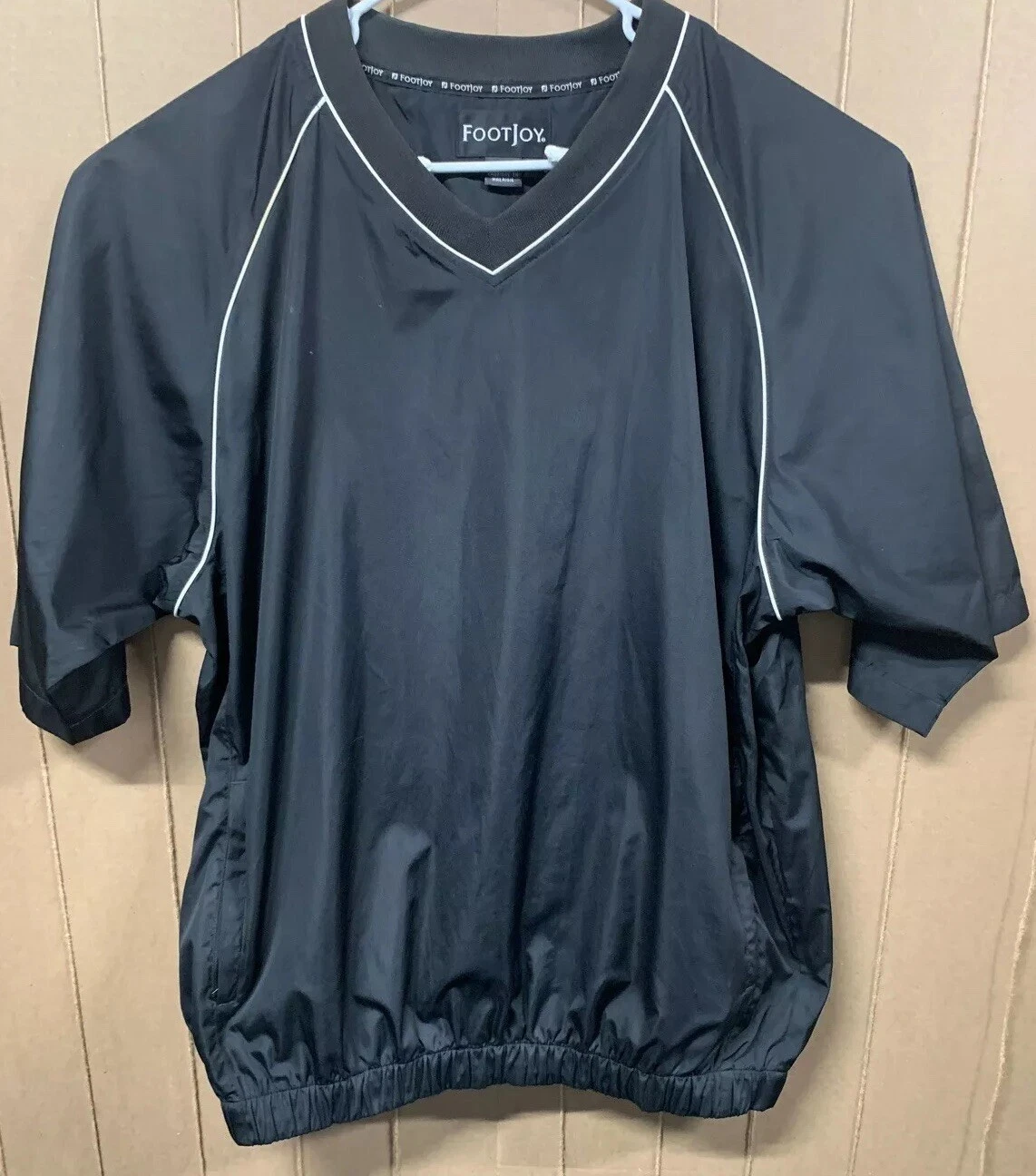 Footjoy Golf Pullover Windbreaker; Mens Large; Black; Zip Pockets; Breatheable
