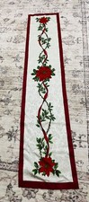 Homvare Christmas Holiday Poinsettia and Garland Fabric Table Runner 14 68