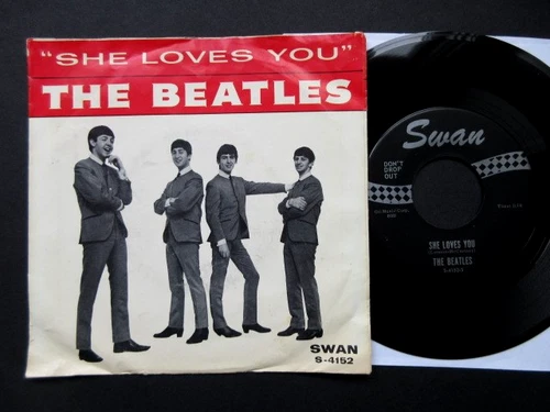 THE BEATLES ORIG 1964 U.S. - SHE LOVES YOU   SWAN RECORDS PS - EX+ 45 RPM RECORD