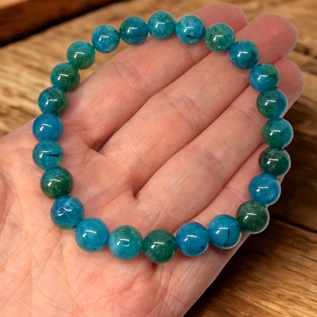 天然太平洋蓝色磷灰石串珠手链 8 毫米精神治疗珠宝 — 第 4/4 张图片
