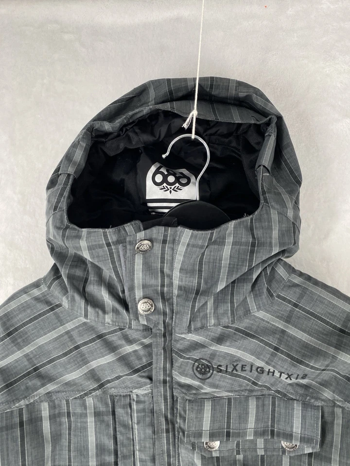 686 Jacket Mens Medium Gray Ski Winter Mannual Anthem InfiDRY Y2K Plaid - Image 4 of 4
