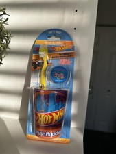 Brush Buddies Hot Wheels Kids Soft Toothbrush Set w/ Cap Rinse Cup
