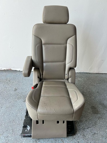 15-20 Chevy Suburban Tan Leather Rear Second Row Captains Bucket Chairs Seats - Picture 9 of 10