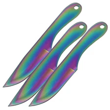 Aerodynamic Titanium Throwing Knives - Set of 3, Stainless Steel + Free Sheath