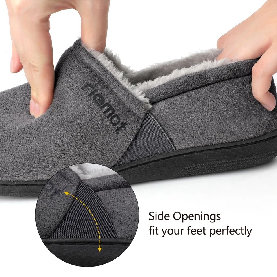riemot Cozy Memory Foam Moccasin Slippers Mens Womens Home House Shoes - Image 2 of 4