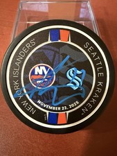 Anthony Duclair Signed New York Islanders 2025 Game Day Hockey Puck Autograph