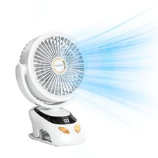 Clip on Fan with LED Light  10000mAh Battery, 40H, 5-Speed Quiet Desk Fan, D...