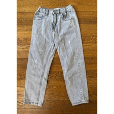 Zara Girls' Distressed Gray Mom Fit Jeans Size 8
