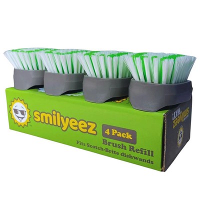 Smilyeez Brush Replacement Refill Brush for Scotch Brite Dishwand, 4-Pack