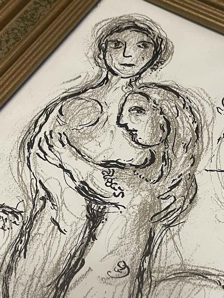 Litografía de 2 caras enmarcada de Marc Chagall, boceto de trabajo #5 Ópera de París, con certificado de autenticidad Foto 3 de 4