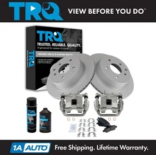 TRQ Rear Brake Calipers Ceramic Pads & Rotors Set Fits 2008-2013 Nissan Rogue