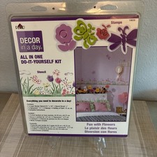 Decor In A Day Fun With Flowers All-In-One Wall Stencil Kit Paint Stamps 19635