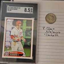 Topps 2012 Bryce Harper Rookie #661 Batting Red Helmet SGC 8.5 Nationals