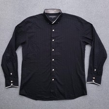 Bogosse Button Up Shirt Mens XL Jacquard Skull Monogram Black Size 5