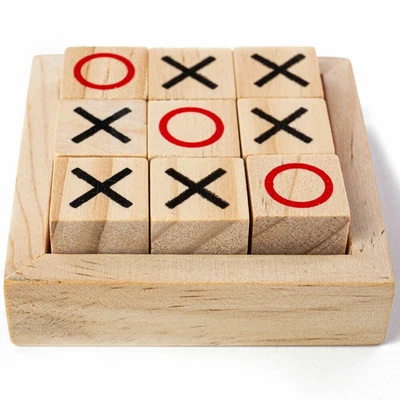 LESSER & PAVEY Noughts And Crosses Traditional Wooden Tic Tac Toe Blocks For Children Game Gift