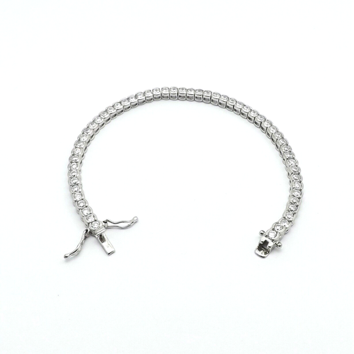 Sterling Silver April Birthstone Fishtail Set Tennis Bracelet 7in New - Picture 6 of 9