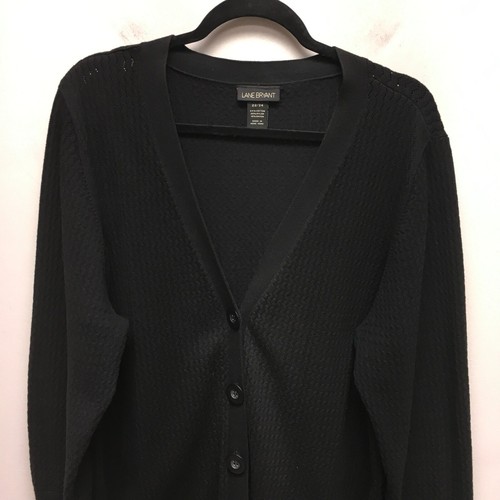 Lane Bryant Womens Black Long Sleeve Button Front Knit Cardigan Sweater 22/24 - Picture 2 of 7