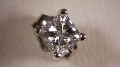 NEW GIA CERTIFIED PRINCESS CUT NATURAL DIAMOND SINGLE EARRING 14K W/GOLD