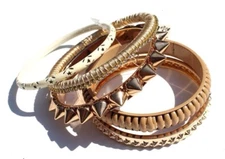 Sealed New 5 Piece White Bangle Bracelet Set Rhinestone Fashion Jewelry 