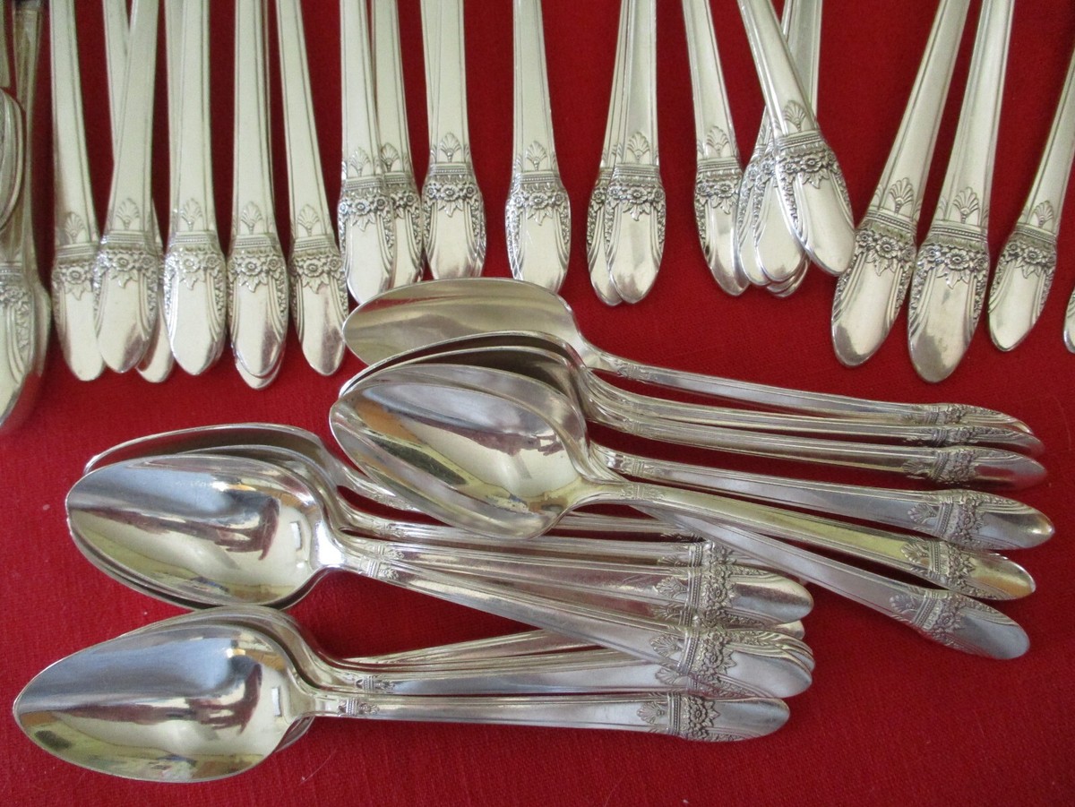 52) Pc. 1847 Rogers Silverplate Flatware Set, Service 8, 1937
