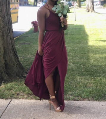 plum and silver bridesmaid dresses High Life | Plum Sequin Square-Neck Maxi Dress With Front-High Split main image 0