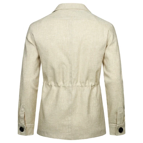 Chic Men's Linen Safari Jacket Pockets Slim Fit Hunting Coat Casual Tops British - Picture 13 of 28