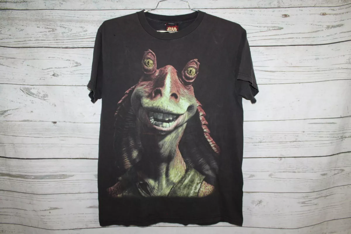 Vintage Star Wars Phantom Menace Episode 1 Jar Jar Binks Large Graphic  T-shirt