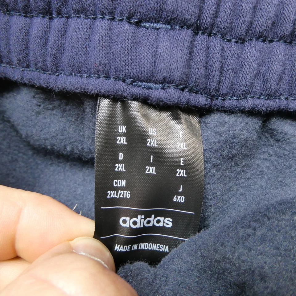 Pantalones deportivos Adidas Essentials polar talla 2XL azul bordado logotipo fútbol calentamiento Foto 3 de 4