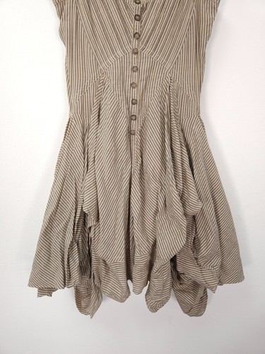 AllSaints Dress Size 10 Beige Striped Jezabel Steampunk Parachute Hitch Corset - Picture 5 of 11