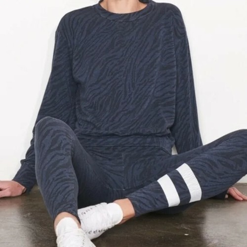 Sundry Drapery Zebra Crew Sweatshirt Black & Blue SZ Small - Picture 10 of 10