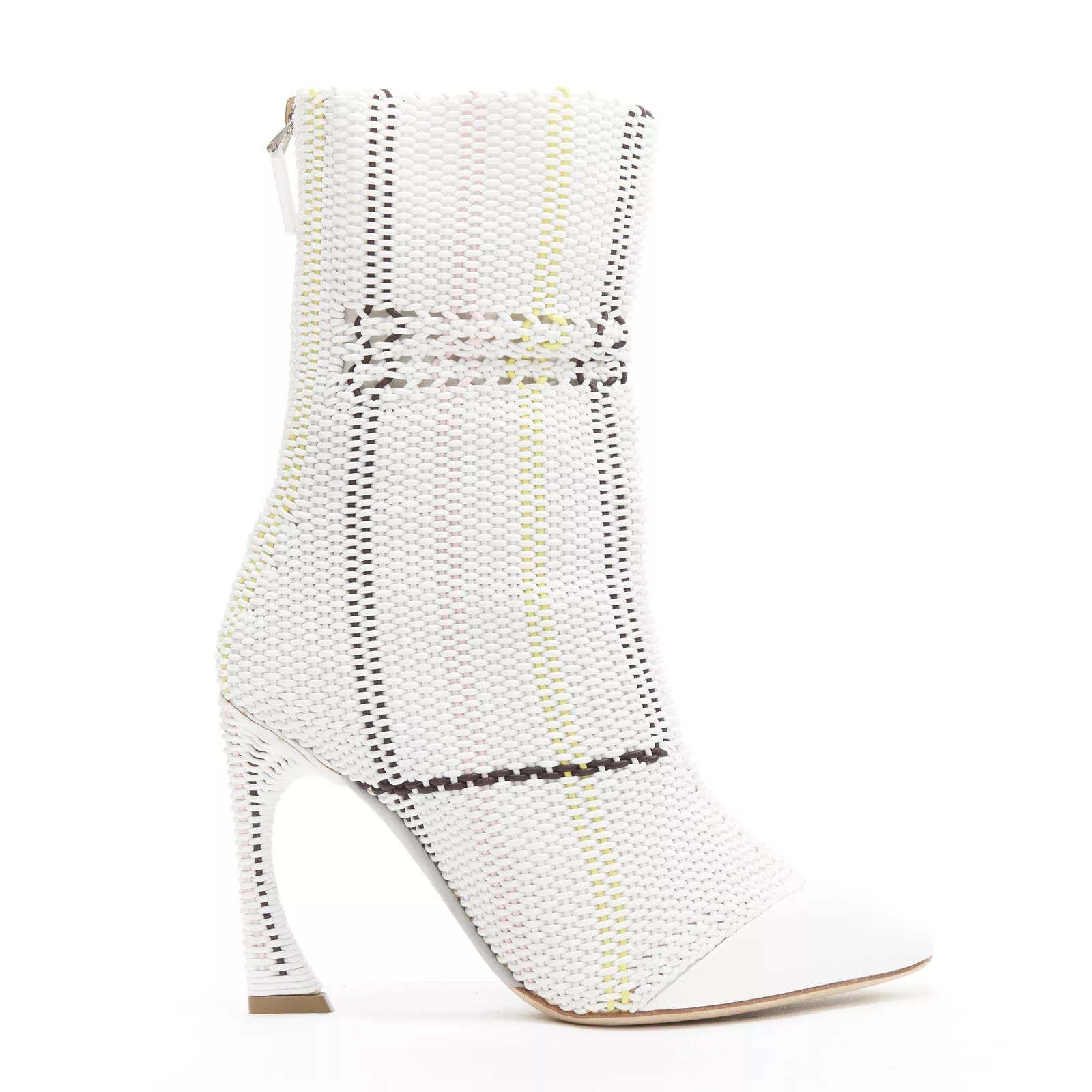 CHRISTIAN DIOR Raf Simons 2015 Runway bottes à talons en cuir tissé blanc EU36
