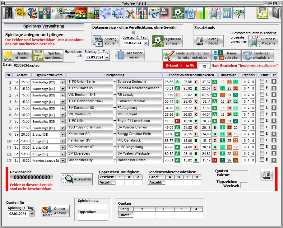 Totofee, PC-Programm für den ambitionierten Toto-Tipper per Download - Bild 2 von 4