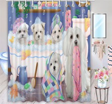Halloween Maltese Dog Shower Curtain Bathtub Screens Personalized Hooks