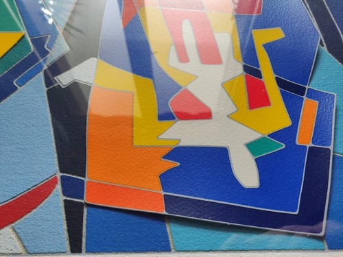 Grande serigrafia polimaterica colori +collage numerata timbro firma Ugo Nespolo - Foto 4 di 5