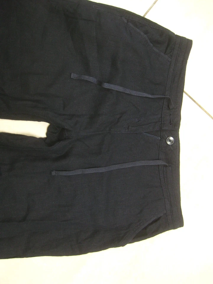 NEXT LINEN TROUSERS WIDE LEG 14 PETITE BLUE summer palazzo tie waist relaxed fit - Image 4 of 4