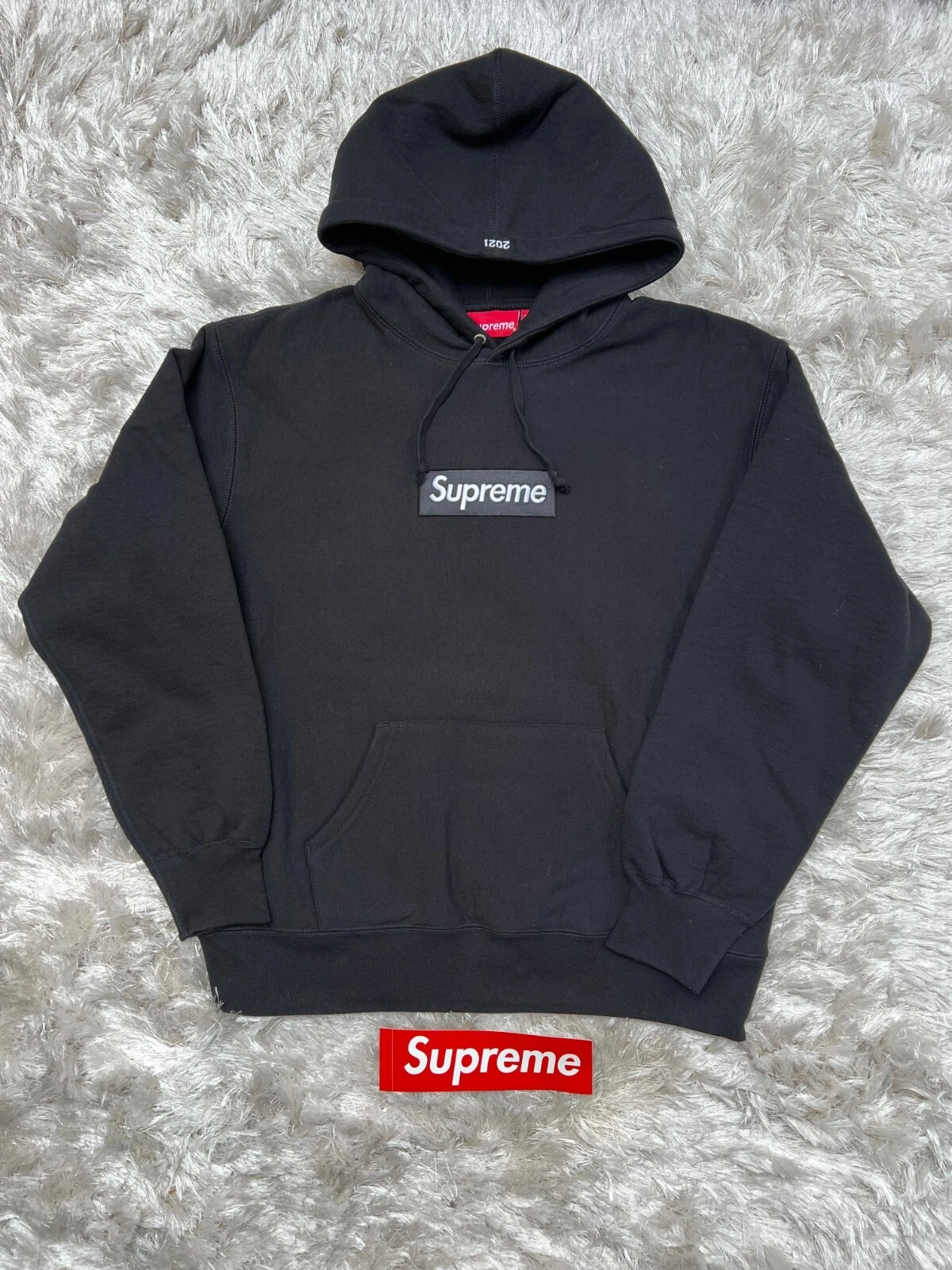 Sweat à capuche logo Supreme Box FW21   Noir, taille Medium